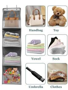 1 件/2 件/3 件 4 层门上悬挂式收纳袋，化妆品壁挂式收纳袋，大容量网状支架，带透明口袋悬挂式储物袋，适用于厨房育儿室浴室壁橱、卧室、宿舍、婴儿尿布、儿童玩具。（4 层网状灰色）