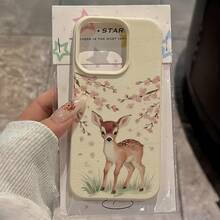 1个白色皮革纹理复古鹿纹手机壳，兼容 16 Pro Max、15、14 Plus、13、12、11，防水防震防摔防刮，国际版，非国内版 - 彩色 - 查看 2