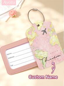 Ayotu Customized Airplane Map Pattern Luggage Tag (Can Be Customized With Name And Text), Travel Cruise Luggage Label, Backpack, Handbag And Schoolbag Label, Personalized Card Holder, Business ID Travel Tag, Essential For Group Travel, Activities And Company Trips, Creative Valentine's Day, Birthday And Holiday Gift - Multicolor - View 10