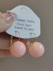 2 pares/set o individual Pendientes de óvalo geométrico de resina acrílica de colores tipo macaron para mujeres, diseño minimalista adecuado para primavera/verano, citas, fiestas, ir y venir, multiocasiones - Redondo multicolor - Ver 9