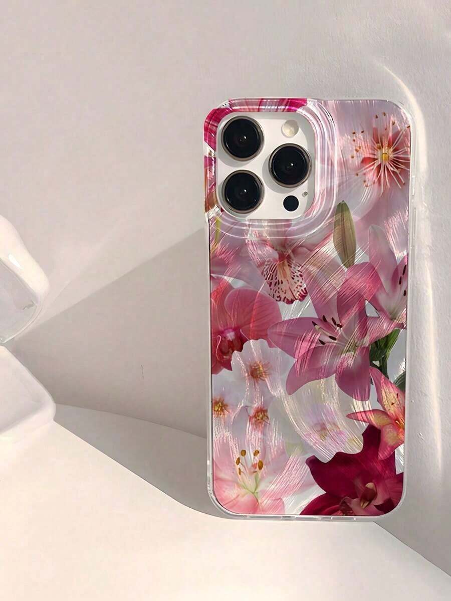 1pc Lily Flower Patterned Waterproof, Anti-Fingerprint, Drop-Proof Mobile Phone Case Compatible With IPhone 11 12 13 14 15 16 Pro Pro Max 14 15 16 Plus