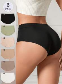 6pcs Set Seamless Ice Silky Panties For Women Sexy Traceless Lingerie Comfort Low Waist Underwear Women Solid Color Thin Cozy Briefs 7A Invisible Stretch Fabric Women Panty Smooth Feeling Breathable Boyshorts Underwear Shorts