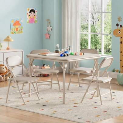 Juego de mesa y sillas plegables para niños y niñas de 5 piezas, juego de mesa y sillas de actividades para comedor, guardería, aulas