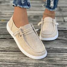 [The Shoes Run Large, Please Order One Size Smaller]Ladies' Comfortable And Lightweight Round-Toe Slip-On Canvas Flat Shoes, Anti-Skid Casual Sports Shoes - 卡其色 - 查看 4