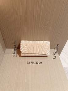 时尚优雅迷你翻盖褶皱方形斜挎包，带链条 - 杏色 - 查看 7