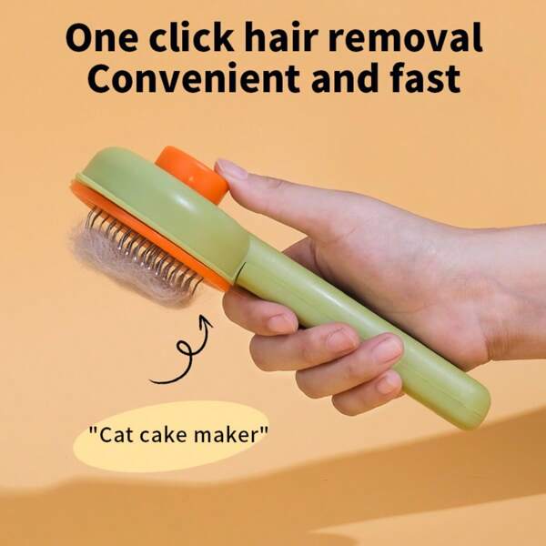 Pet Grooming Comb Can Deeply Remove Stray Hair, Self-Cleaning Automatic Dog And Cat Sliding Brush, One Click Hair Removal, Cat Cleaning Comb, Pet Supplies, Floating Hair Cleaning, Stainless Steel Needle Comb