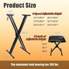 Black Double - Tube X - Shaped Electronic Keyboard Stand and Bench Set
