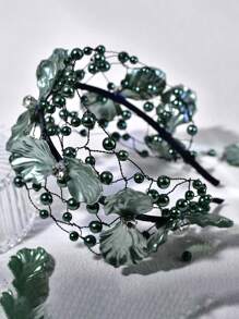 1pc Green Crystal Flower Headband ​Lightweight Party Hair Band Festival Boho Hair Accessories Clean Girl Accs Women Hats A187