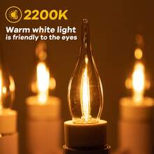 6 件装 C22T 0.5W 烛光 LED 灯泡 E14 烛台底座 220V 复古金色玻璃暖白 2200K 7 瓦可调光装饰爱迪生迷你灯泡适用于大厅客厅吊灯 - E14 220V-240V - 查看 5