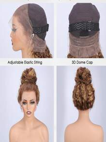 Hidden Strap Water Wave 360 Glueless Wigs Human Hair Pre Plucked Highlight Ombre Straight Honey Blonde Pre Bleached Human Hair Wig With Drawstring Kinky Curly Wet And Wavy Transparent Full Lace Front Wigs Human Hair - SP4/27 - View 7