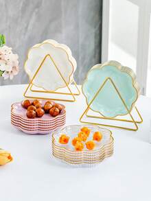 1件/6件金属框架盘子套装，方形托盘，垃圾托盘，骨盘，水果盘，甜点盘，蛋糕盘，小吃盘，早餐盘，厨房用品，厨具，餐具配件 - 彩色 - 查看 1