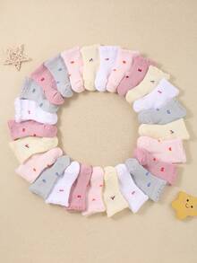 10 đôi tất ren xếp ly dễ thương cho bé gái, màu ngẫu nhiên, họa tiết trái cây, tất dài đến bắp chân mềm mại, thoải mái, phù hợp cho bé gái từ 0-3 tuổi. - Nhiều màu - Xem 5