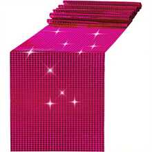 13 X 72 Inch Glitter Neon Pink Disco Table Cloth, Retro 70s 80s Theme Pink Disco Ball Party Table Decor, Birthday, Bachelorette, Cowgirl Party Supplies - Hot Pink - View 5