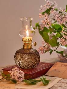 1 szt. Szklana lampa naftowa Rustykalna duża zabytkowa szklana lampa naftowa Antyczne lampy naftowe do użytku w pomieszczeniach Oświetlenie awaryjne Komora lampy przeciwhuraganowej (nie zawiera płynu)