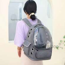 NetHong Astronaut Window Dog Cat Pet Travel Bag Carrier Breathable Transparent Backpack - Gray B - View 3