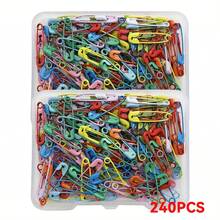 240 件/盒各种尺寸彩色别针套装，混合颜色适用于服装、工艺品和办公室使用，缝纫针套件