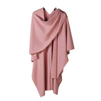 Oversized Knit Cape Wrap With Side Slits - Core-Spun Yarn Blanket Scarf, Adjustable Tie Belt For Women