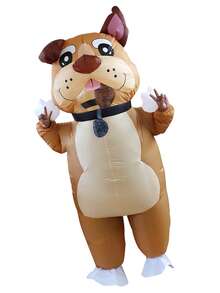 Inflatable Dog Costume For Women Man Aldult Cosplay Party Inflatable Full Body Pug Costume Blow Up Costumes Halloween - Brown - View 3
