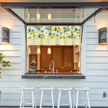 1pc Summer Lemon Theme Home Valance, 54x18in, Watercolor Yellow Lemon Fruit And Green Leaf Decorative Pattern, Modern Art Style, Suitable For Bedroom, Living Room Kitchen, Cafe And Other Holiday Curtain Valance Decoration Supplies - Multicolor - View 7