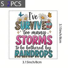 DTF Heat Transfer For T-Shirts, "I've Survived Too Many Storms" Inspirational Iron-On Patch, Leopard Print Western Floral Design, DIY Sublimation Decal For Shirts, Hoodies, Tote Bags, Ready To Press - Multicolor - View 6