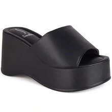 Somileve Platform Sandal Comfortable Wedge Slide Clogs For Women - 黑色 - 查看 2