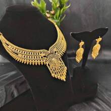 3pcs Bridal Jewelry Set: Necklace & Earrings, Middle Eastern Style Jewelry Set For Women