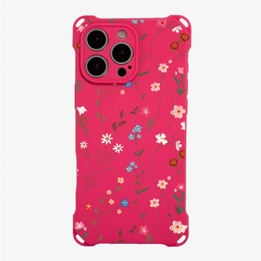 Funda para teléfono 1PC Diseño de patrón de flores de ratán Cuatro esquinas se pueden colgar Funda para teléfono móvil 15 Pro 14 Plus 16 13 12 TPU Todo incluido Mate Protector suave - Colores mixtos 1 - Ver 1