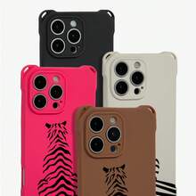 Funda de teléfono 1 unidad, diseño de patrón de tigre de líneas, funda de teléfono colgante de cuatro esquinas 16Plus 13 Pro 12 15 14 TPU impreso suave - Colores mixtos 3 - Ver 3