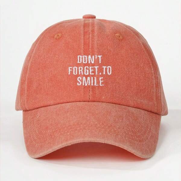 1 Top Women's DON,T Forget To Smile Washed Baseball Cap Outdoor Adjustable Sunscreen Casual Cap Suitable For Spring And Autumn Travel Seaside Vacation Men's Sun Hat Y2K Style Youth Hat