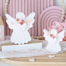 DIY Angel Scented Candle Silicone Mold, 3D Angel Statue Plaster Mold With Wings And Dress, Cute Angel Mold - White - View 1