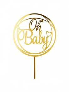 1/5 件 Oh Baby 蛋糕装饰金色亚克力婴儿派对蛋糕装饰品适用于女婴男婴生日蛋糕派对用品蛋糕装饰 - 金色 - 查看 16