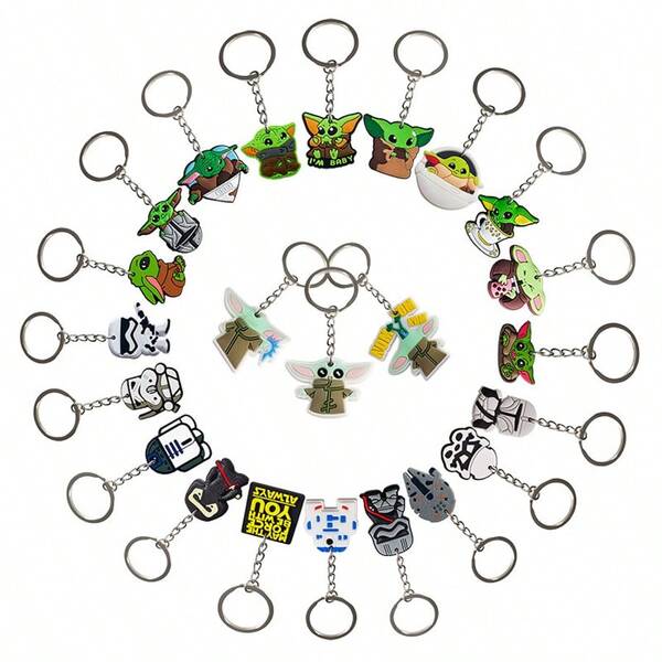 StarWars 25pcs Star Wars Silicone Keychain Pendants - Cute Cartoon Style Key Holder, Durable, Portable Key Accessories, Perfect Gifts For Holidays And Birthdays, PVC Material, Casual Design, Holiday Keychain | Playful Design | Quality Craftsmanship, Bag Accessories, Suitable For Party Favors, Perfect Gifts For Halloween, Christmas