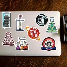 50 件实验室贴纸化学贴纸科学贴纸生物贴纸实验室礼品科学装饰乙烯基防水贴纸美观笔记本电脑贴纸包滑板贴纸水瓶贴纸笔记本贴纸 - 彩色 - 查看 9