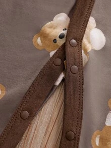 婴儿男女通用卡通泰迪熊印花长袖连体衣