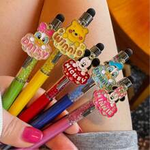 Disney Disney Premium Crystal Gradient Press-Type Gel Pen Set - Officially Licensed Mickey & Minnie & Daisy & Donald & Winnie The Pooh Collectible Design With Interchangeable Character Plates, 0.5mm Quick-Dry Black Ink (2000+ Pages), Luxury Writing Instrument For Journaling & Sketching - Elegant Gift For Disney Collectors & Educators, School Supplies,Back To School
