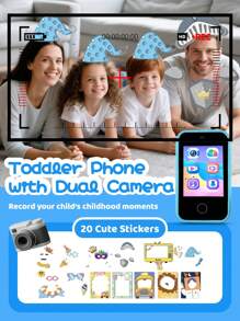 Smartphone per bambini per ragazze e ragazzi, regalo di compleanno per ragazze di età compresa tra 3 e 10 anni, giocattolo telefono cellulare per bambini, schermo touch da 2,8", telefono giocattolo per apprendimento e gioco per bambini piccoli con fotocamera doppia, giochi e lettore musicale