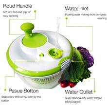 1 件，多功能手动沙拉脱水器和蔬菜水果干燥器 - ABS 滤锅篮沥水器，绿色厨房用具，高效备餐，节省时间和能源，紧凑设计 | 食品材料，蔬菜脱水器