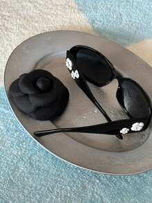 1 副 Y2K 可爱花卉印花方形 PC（聚碳酸酯）时尚眼镜，适合日常使用