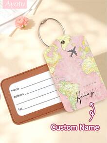 Ayotu Customized Airplane Map Pattern Luggage Tag (Can Be Customized With Name And Text), Travel Cruise Luggage Label, Backpack, Handbag And Schoolbag Label, Personalized Card Holder, Business ID Travel Tag, Essential For Group Travel, Activities And Company Trips, Creative Valentine's Day, Birthday And Holiday Gift - Multicolor - View 9