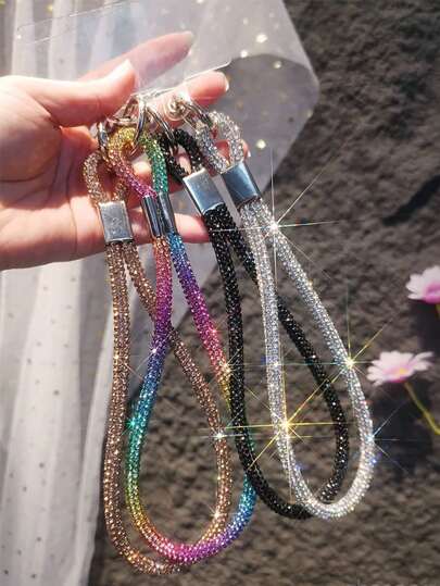 Luxury Sparkling Rhinestone Phone Lanyard Wrist Strap, Premium Diamond-Encrusted Hand Wristlet, Fashionable Durable Anti-Lost Mobile Accessory