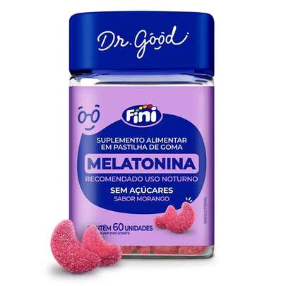 Dr. Good Fini Gummy Melatonina 60 Gomas Sabor Morango (Sono Tranquilo Para Homens e Mulheres)