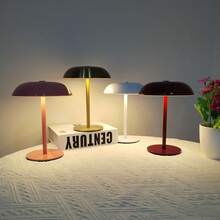 1pc Creative Mushroom Shaped Touch Control Charging Desk Lamp, 3 Color Temperatures & Dimmable, Eye-Protection Light, Metal Body, Suitable For Bedroom, Bedside, Dining Room, Cafe, Camping, Atmosphere Decoration, Home Lighting