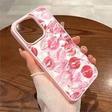 Pink Red Lipstick Kisses Pattern Background Element Design Phone Case,Fits For IPhone 16/15/14/13/12/11/X Series,With Shockproof Protection,Good Gift Choice,Slim Fit Scratch Resistant, Artistic Design - Hồng - Xem 2