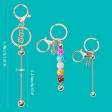 6pcs Rose Gold Beaded Keychain/Metal Pendant/DIY Craft Jewelry/Holiday Gift - Rose Gold - View 3