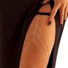 1pc Multilayer Elastic Band & Chain Design Sexy Thigh Chain For Women - Multicolor - View 10