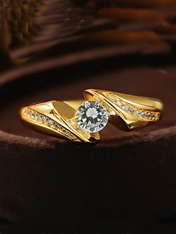 1 pieza Anillo de plata de ley 925 con circonita cúbica blanca, elegante y único regalo para ella