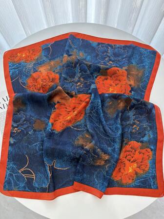 1 件女士头巾腰果花印花方形围巾头巾围巾围巾，适合日常使用