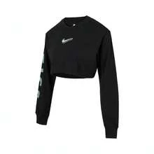 Nike 女式 AS W NSW LS  CROP TEE B2S 长袖针织圆领 T 恤 THV5006-010 - 黑色 - 查看 1