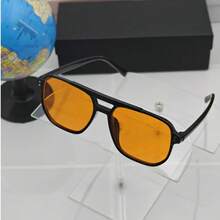 1 件女士方形铆钉时尚眼镜套装，橙色、黑色、黄色…… - 黃色1付 - 查看 7