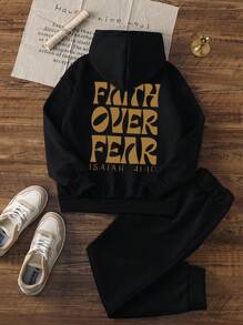 1pc Casual Printed Pullover Hoodie For Boys, Long Sleeve Thick Sweatshirt For Teen Students, Autumn/Winter - Inspirational Hoodie Designed For Future Leaders Who Will Change The World